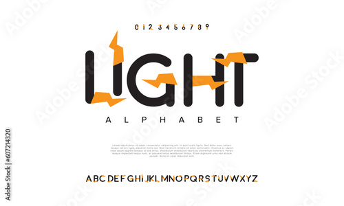 Light abstract digital technology logo font alphabet. Minimal modern urban fonts for logo, brand etc. Typography typeface uppercase lowercase and number. vector illustration