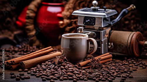 Essence of Coffee: A Captivating Trio of Cup, Machine, and Beans