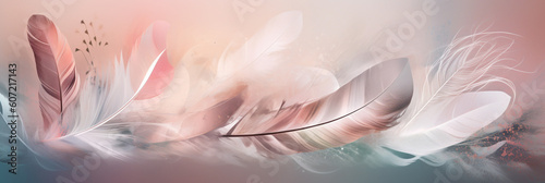 Feathered Elegance: A Captivating Fusion of Feathers and Silk on a Dynamic Digital Background, Artistic Generated AI