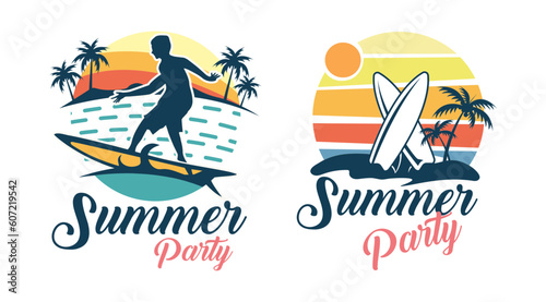 Summer and surfing logo design. Retro surfing logo template