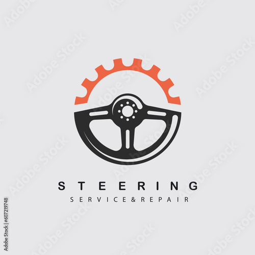 steering wheel service and repair icon  vector concept design  template