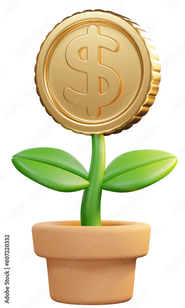 Gold coin, Tree money, 3d rendering illustration. Gold coin, Tree money, 3d rendering illustration.