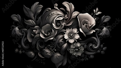 美しく神秘的なモノクロの花の世界