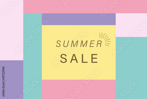 かわいい色のカラフルなブロックのサマーセールポストカード