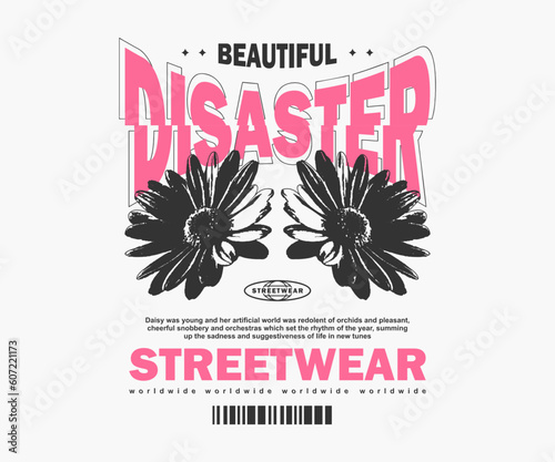 Aesthetic illustration of daisy flower t shirt design, vector graphic, typographic poster or tshirts street wear and Urban style