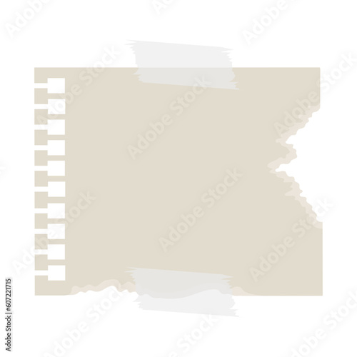 Torn paper illustration isolated on white background. Realistic paper scraps with torn edges. Sticky notes, shreds of notebook pages. Torn note papers with adhesive tape