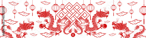 Traditional red Chinese Dragon