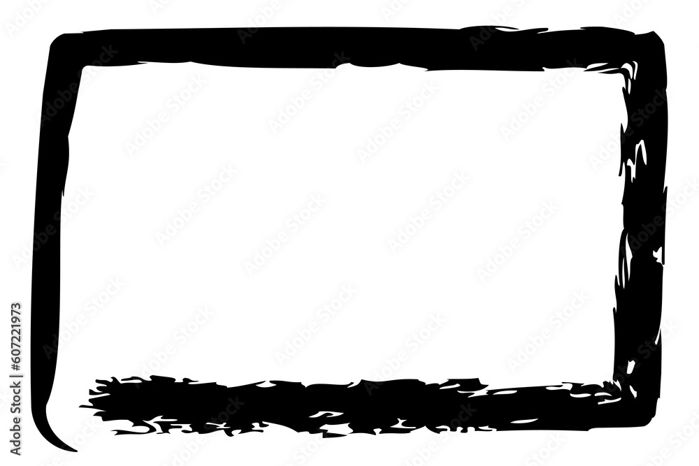 Obraz premium vector simple rectangle frame from black crayon, at white background