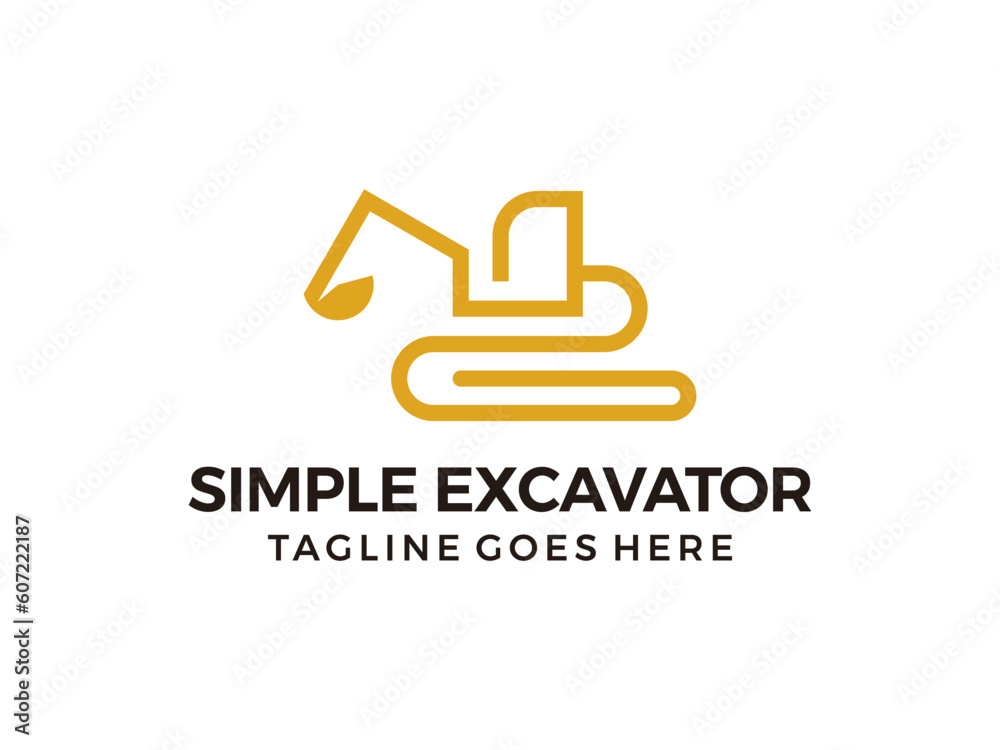 Simple excavator construction logo icon template