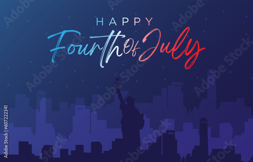 happy 4th of july america independence day landscape banner for social media post with abstract gradient blue background design