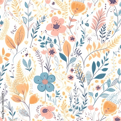 Pink And Other Colors Floral Pattern Illustration