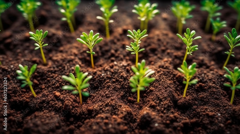 Freshly planted young green sprout Generative AI Freshly planted young green sprout Generative AI
