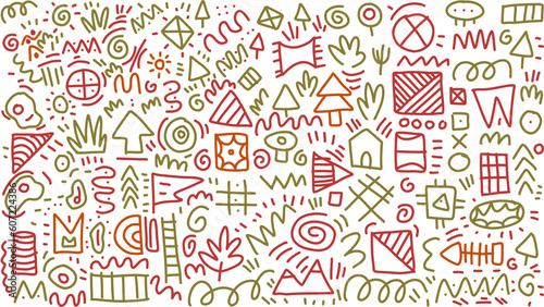abstract colorful hand drawn element seamless pattern