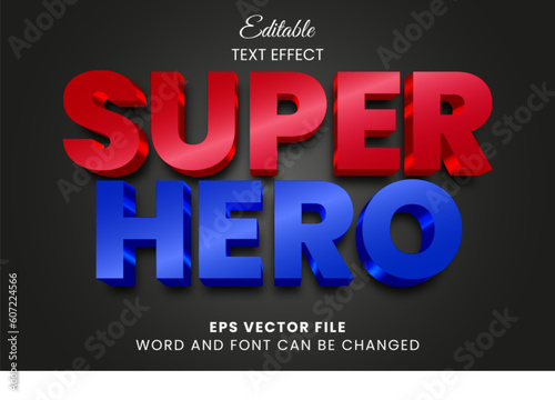 Red and blue super hero 3d editable vector text effect