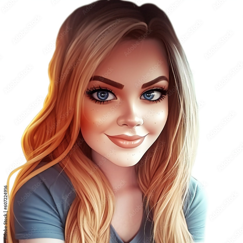 Beautiful Woman Cartoon Portrait Generative AI Beautiful Woman Cartoon Portrait Generative AI