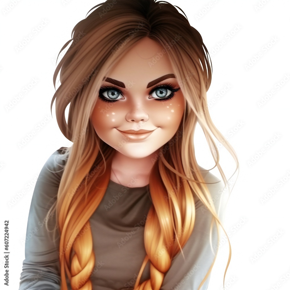 Beautiful Woman Cartoon Portrait Generative AI Beautiful Woman Cartoon Portrait Generative AI