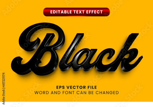 3D silk black editable vector text effect