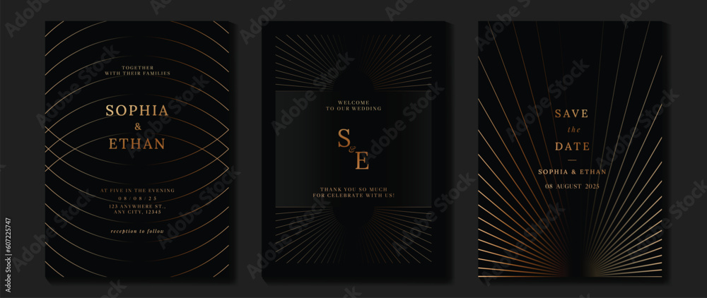Luxury wedding invitation card background vector. Golden elegant ...