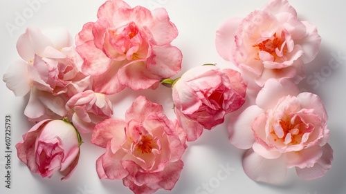 pink flowers on white isolated background Generative AI