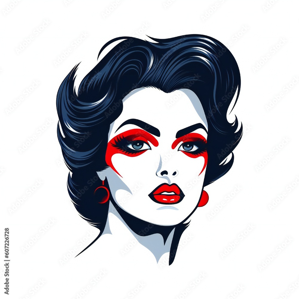 Beautiful Cartoon Woman Make Up Portrait on white Background Generative AI Beautiful Cartoon Woman Make Up Portrait on white Background Generative AI