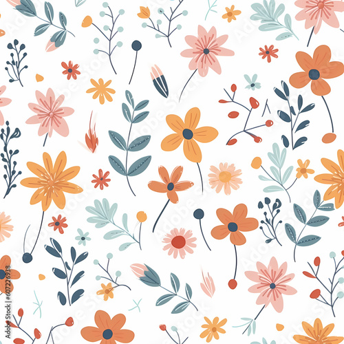 Simple Flower Pattern On White Background Illustration