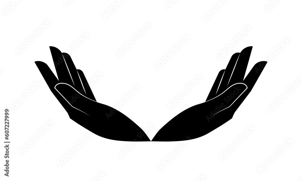 Obraz premium Silhouettes of black two palms of hands. 