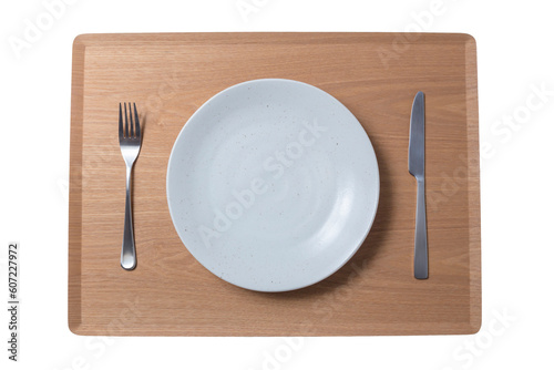 白いお皿とナイフとフォーク 透明背景