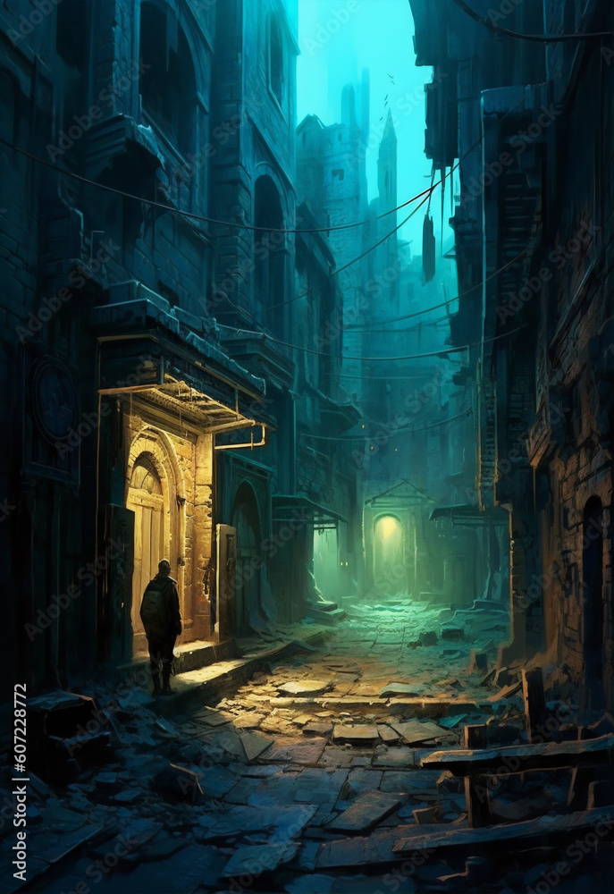 Mystic Whispers: Unraveling the Enigma in Moonlit Alleys. Generative AI
