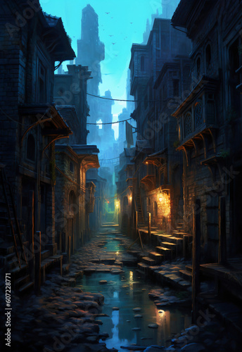 Mystic Whispers  Unraveling the Enigma in Moonlit Alleys. Generative AI 