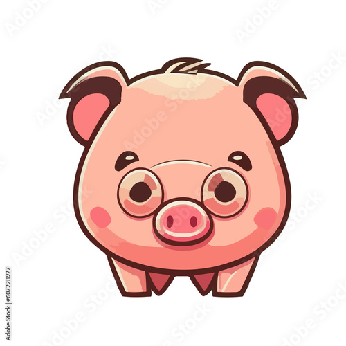 Pink adorable  Pig icon illustration