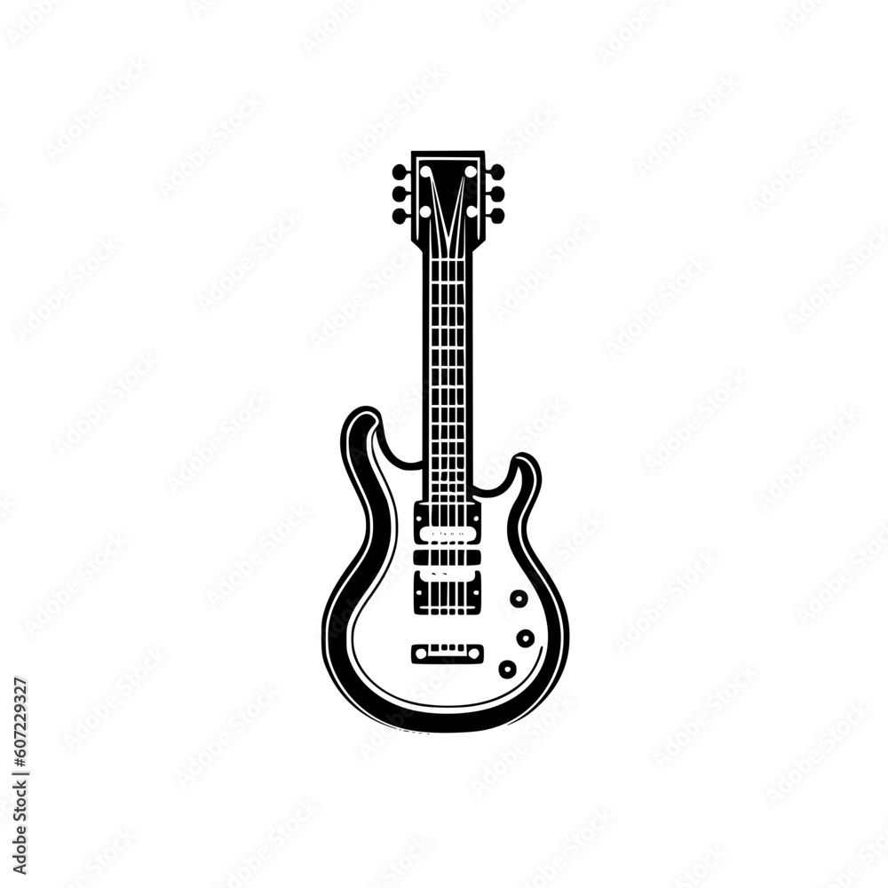 Electric guitar vector illustration isolated on transparent background