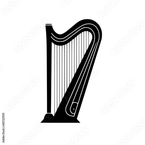 Harp vector illustration isolated on transparent background
