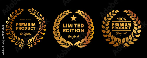 Limited edition premium quality emblem seal circle collection set gol golden badge star circle wreath