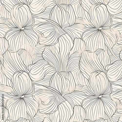 Line Art Floral Seamless Pattern Illustration