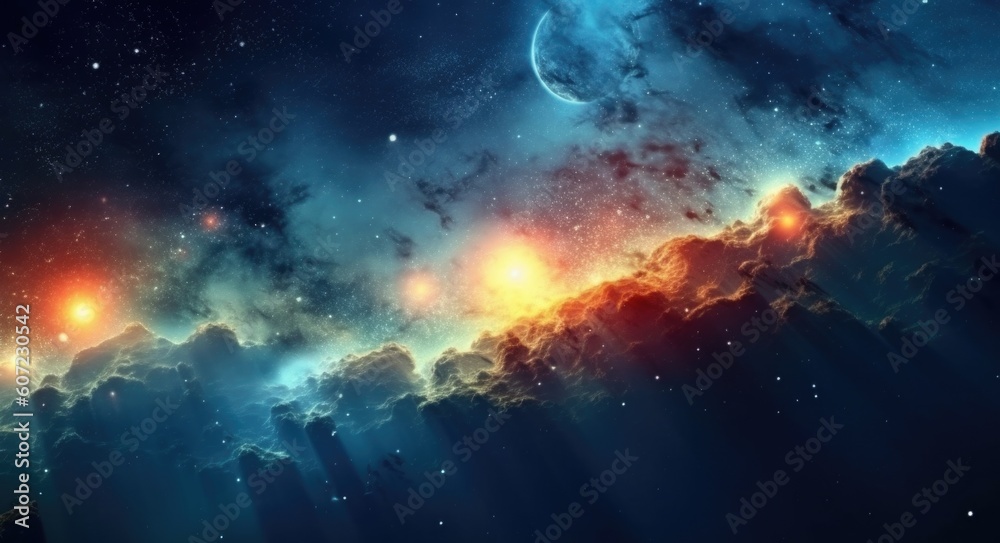 Fototapeta premium Galaxy and constellation in deep space. Stars and far galaxies background.