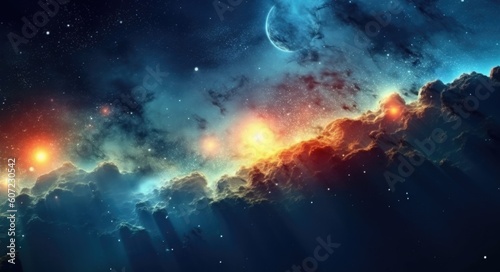 Galaxy and constellation in deep space. Stars and far galaxies background.