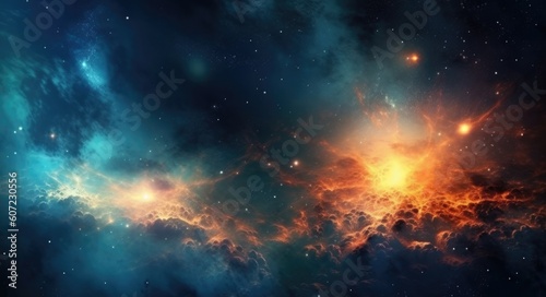 Galaxy and constellation in deep space. Stars and far galaxies background.