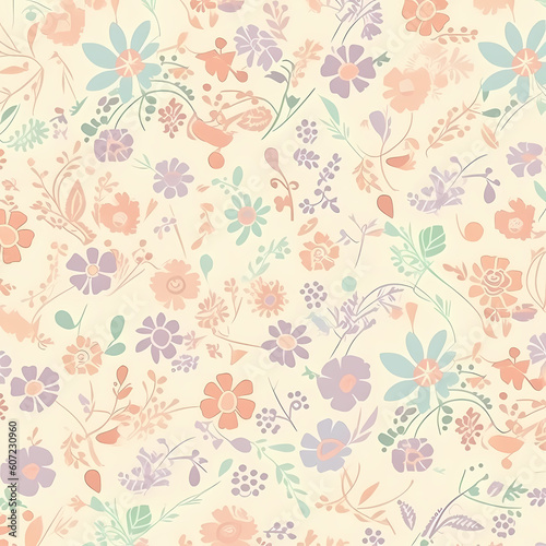 Floral Pattern Pastel Colors Illustration