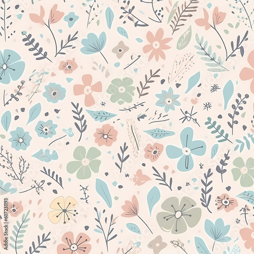 Floral Pattern Pastel Colors Illustration