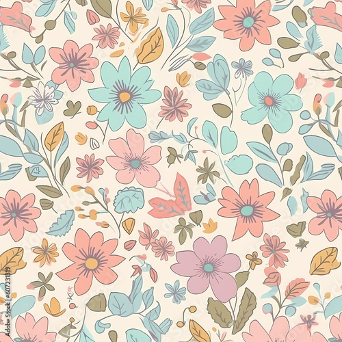 Floral Pattern Pastel Colors Illustration