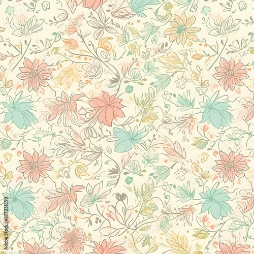 Floral Pattern Pastel Colors Illustration