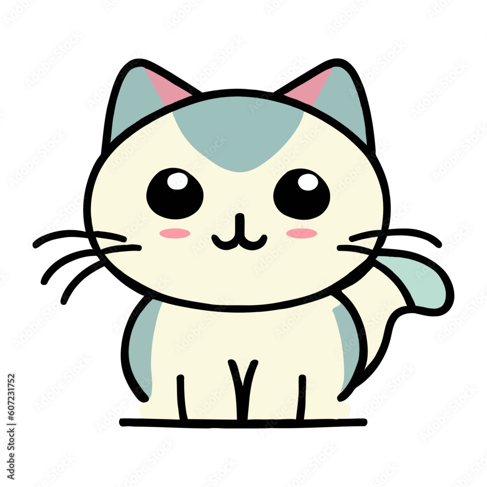 Premium Vector  Happy cat looking up doodle icon image kawaii