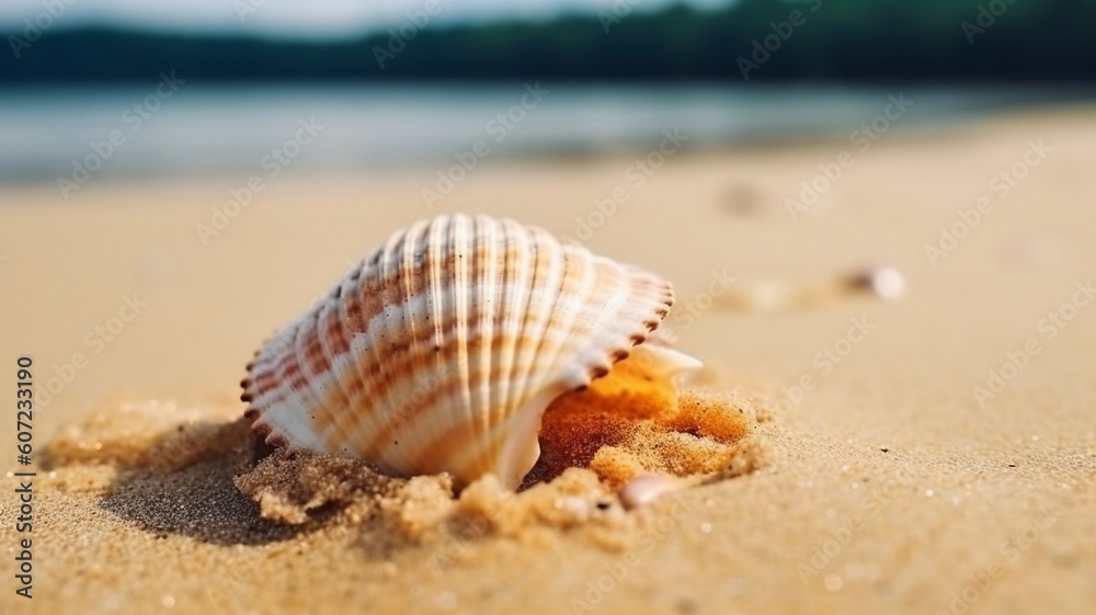 Cute seashell on the beach Generative AI Cute seashell on the beach Generative AI