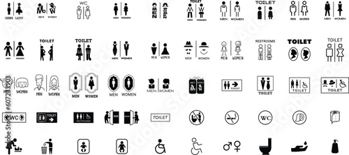 Toilet icon vector illustration. Girls and boys restrooms sign and symbol. bathroom sign. wc,  © artdee2554