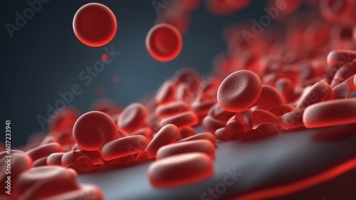 red blood cells flowing through vein Generative AI