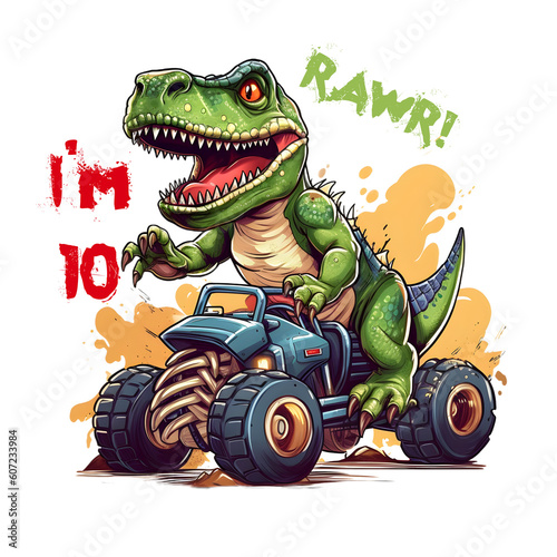 T Rex Monster Truck Birthday Sublimation