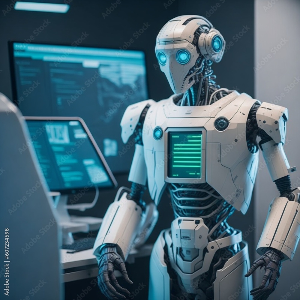 humanoid robot is a researcher who use artificial intelligence Generative AI humanoid robot is a researcher who use artificial intelligence Generative AI