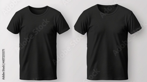 Black t shirt mackup with white background Generative AI photo