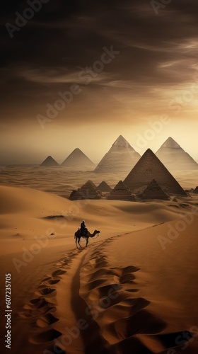 A journey to the great pyramid. Fantasy scenery. concept art. Generative ai