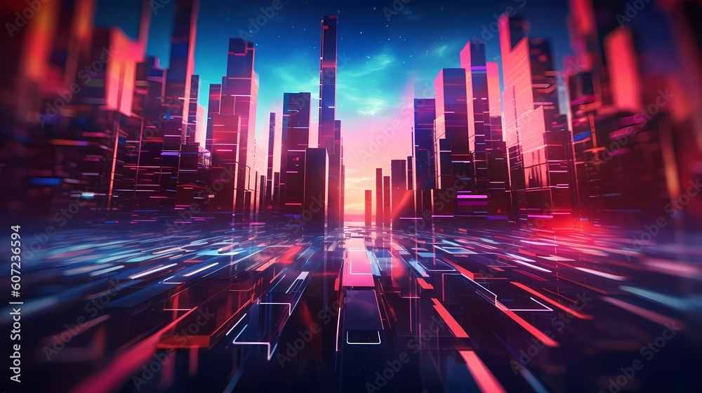 futuristic abstract background with vibrant colors and geometric shapes Generative AI